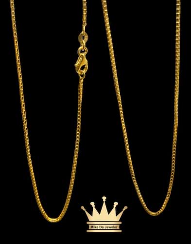 22k handmade yellow gold solid box chain price $907 usd weight 7.89 gram 1.5mm 20 inches