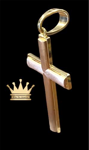 18k solid yellow and rose tow tone gold new arrival cross price $850 weight 8.490 gram size-2.5inch