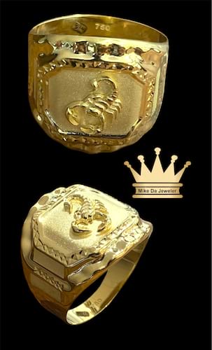 18k  yellow  gold scorpion ring price $570 weight 3.850 grams us size 9