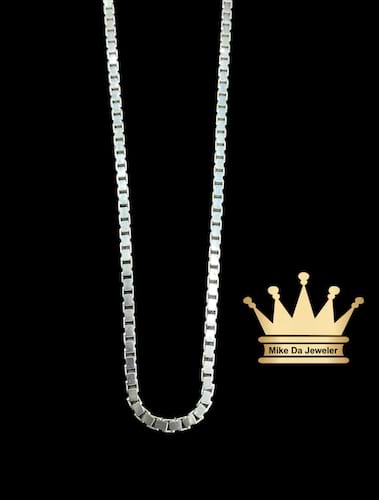 925 sterling silver solid handmade box chain polish work price $275 usd weight 22.82 grams 20 inches 3 mm