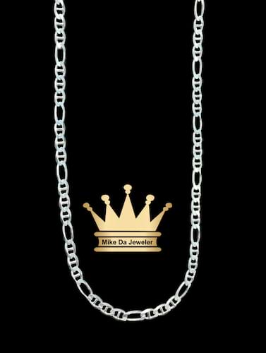925 sterling silver solid handmade Gucci and figaro link mix chain price $235 usd weight 19.71 gram 22 inches 4.5 mm
