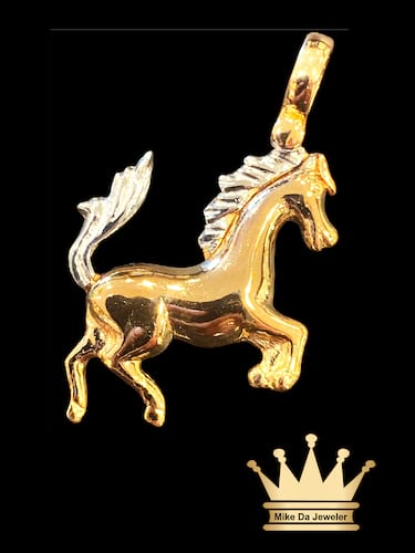 Solid 22k Rose & White Gold Horse Charm