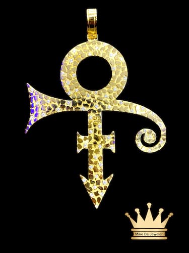 22K Solid Gold Prince Symbol Charm with CZ Stone