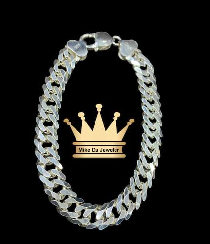 925 sterling silver solid handmade double Cuban link bracelet  weight 28.3 gram 8.5 inches 9mm