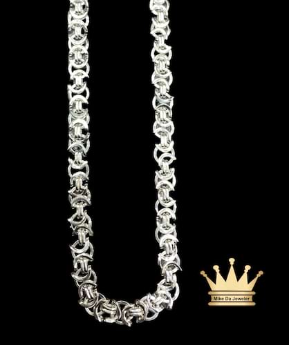 925 sterling silver solid handmade king link chain price $480 usd 47.55 gram 26 inches 6 mm
