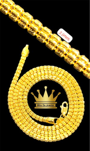 22k solid yellow gold IC Chain 20 inch longer 3.5 mm weight 21.68 grams price $2385 USD