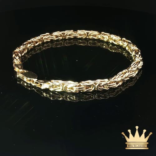 18k Yellow Gold Byzantine Bracelet Classic Royal Link Design