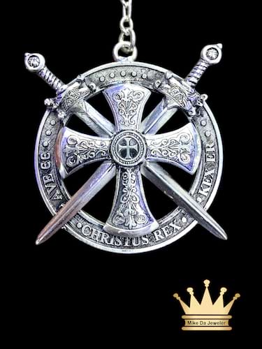 925 Silver Handmade "Christus Rex” Sword & Cross Shield Charm