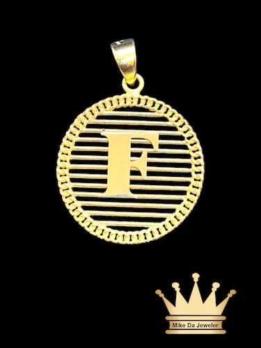 18K Yellow Gold Initial F Charm