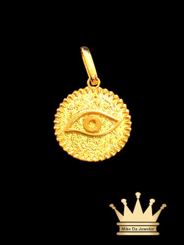 18K Solid Gold Evil Eye Coin Charm