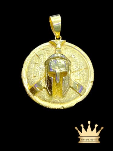 22k Solid 3D Lion Face with Crown and Border Versace Design