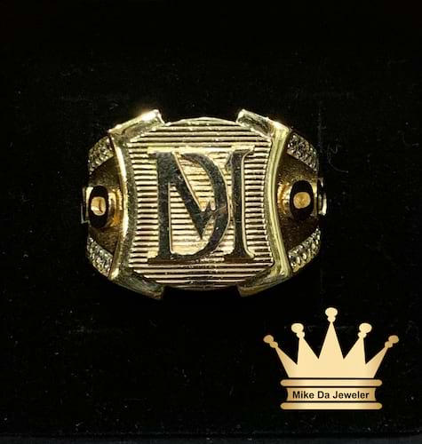 Custom Made Fully Solid 18K Gold Men's Ring with Initial Logo - 12.00 Grams