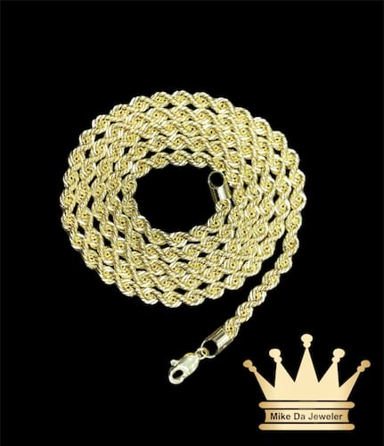 18k semi solid rope chain with diamond cut weight 13.7 grams 3.5 mm 24 inches