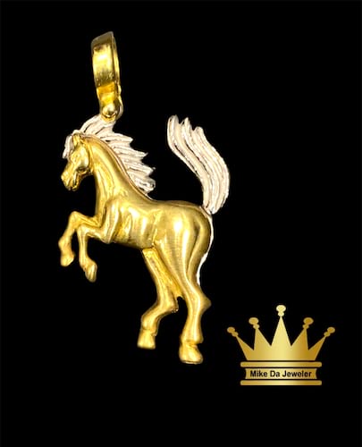 Horse Charm Price $780 Item material yellow  and white 2 colors gold 18k 6.530 mg grams SIZE1.25inc inc