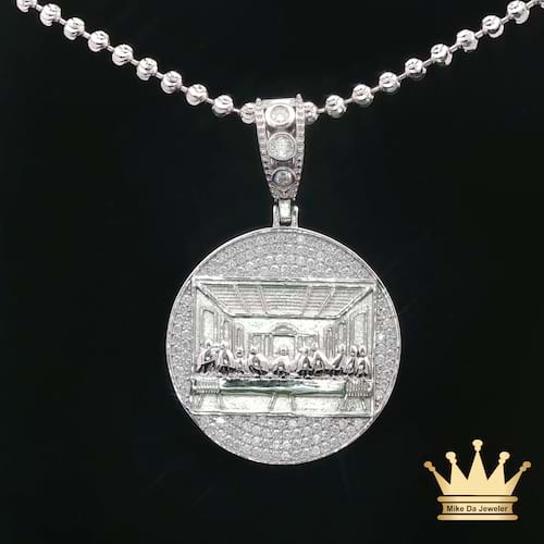 Last Supper Circle Pendant in Sterling Silver