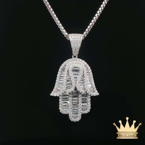 Hamsa Hand Pendant in Sterling Silver