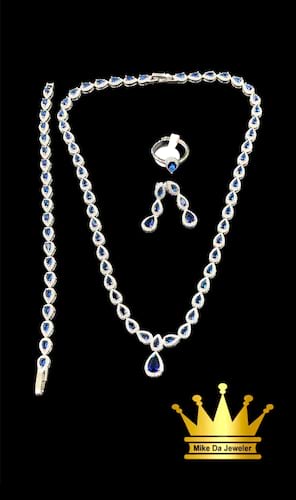 Silver natural blue sapphire 5 piece set  price is $1500