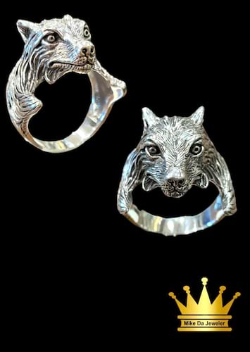 925 sterling silver solid handmade wolf ring for unisex size 12.25 weight 17.710 price $325.00