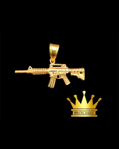 18 Karat Gold Solid Rifle Charm Size 2.00 inch Weight 13.070 grams