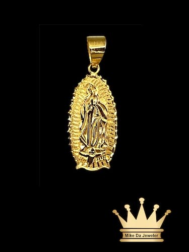 Custom Made Solid 18 Karat Gold Mother Mary Charm Pendant