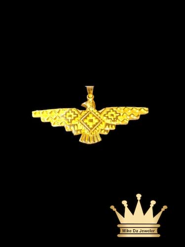 18K Custom Gold Thunder Eagle Charm Pendant