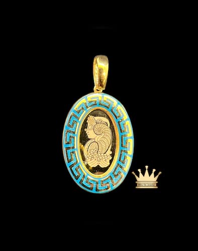 21k gold Pamp style gold pendant oval shape grams 6.15 price $785