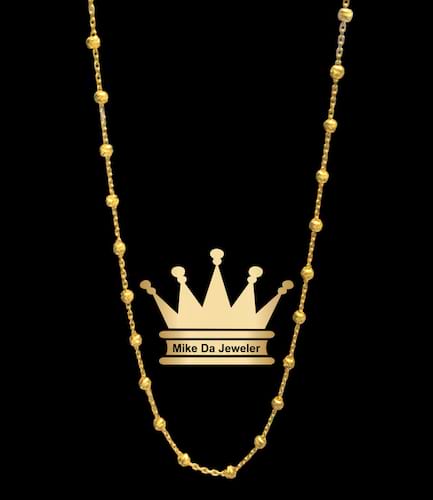 21 k handmade beads chain with diamond cut price $780 dollars weight 6.52 grams 22 inches
