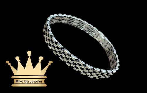 925 sterling silver solid handmade Rolex design bracelet price $335 dollars 27.82 grams 8.5 inches 9.5mm