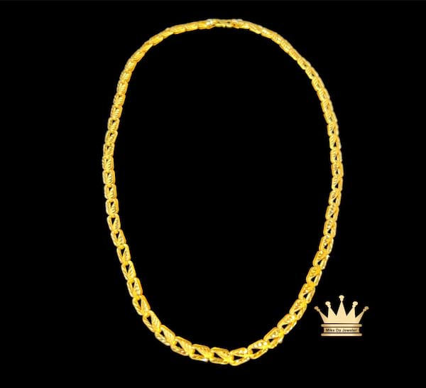 22K Yellow Gold Diamond Cuts Chain 22 Inch