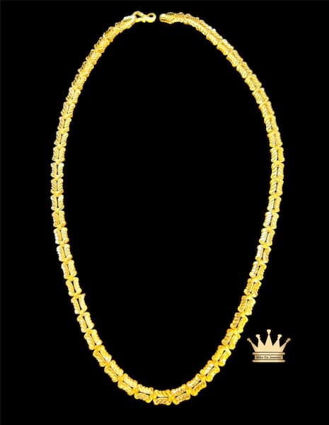 22k yellow gold our factory made chain wide 6.2 mm weight 20 grams length 21 inches