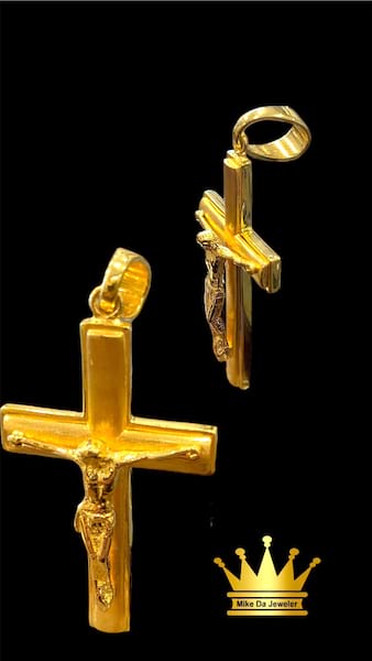 18k Solid Yellow Gold Cross with Jesus