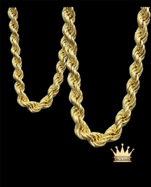 18karat gold rope chain size 28.25 inch thickness 7.5mm weight 25.850