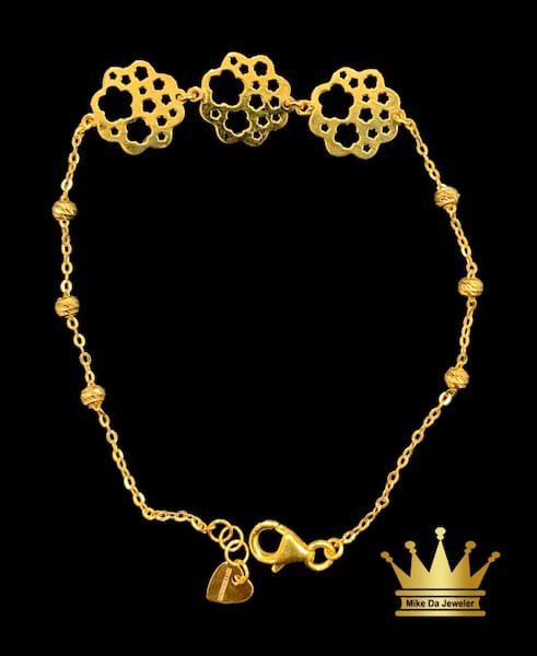 21 k yellow gold bracelet size 7.5 inch weight 3.300mg