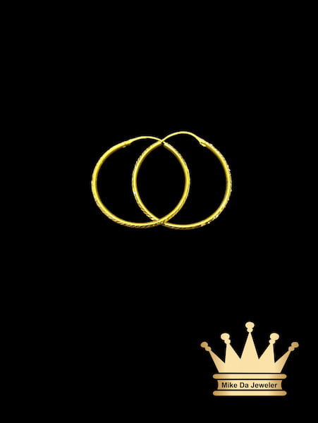 22k gold hoop earring diamond cut size 1.8 inch 6.450-gram