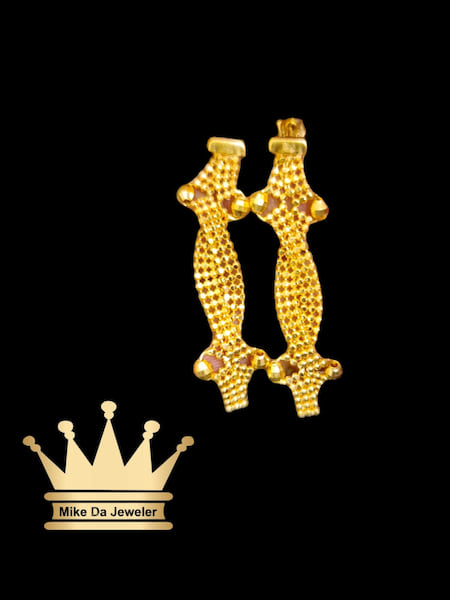 22K Gold Ball Earrings 1.5 Inch