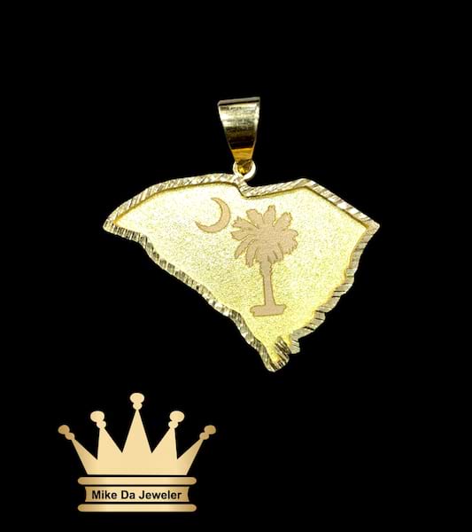 18k Handmade Customized South Carolina Map Pendant