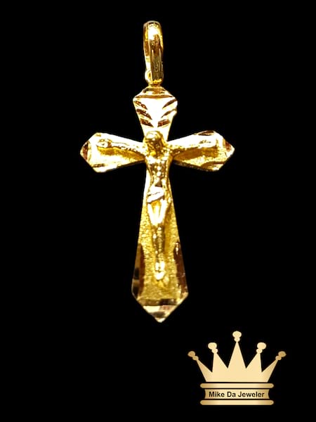 18K Solid Gold Handmade Cross with Jesus
