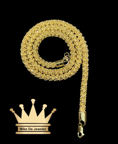 18K Gold Handmade Popcorn Chain