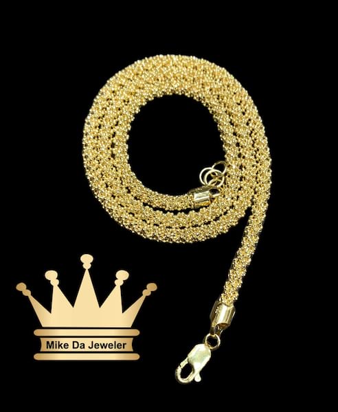 18K Handmade Popcorn Chain 20 Inches