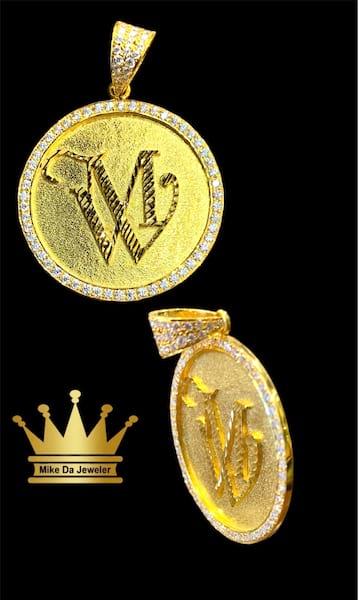 21K Gold Handmade Solid Circle Charm with Logo