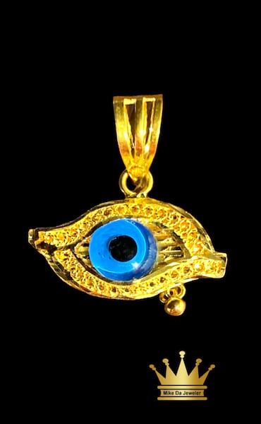 22k sold yellow gold 3D Evil eye charm size-1 inch weight-3.62mg  -