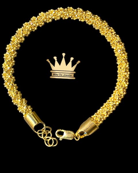 18K Yellow Gold Handmade Popcorn Bracelet