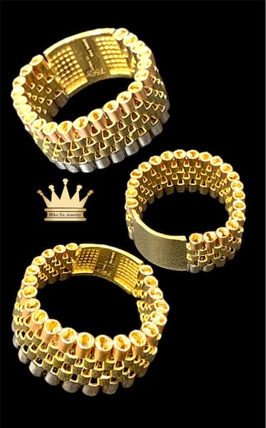 18k tri colors gold Rolex Ring   weight 7.450 gram us size 8 width 9.3mm