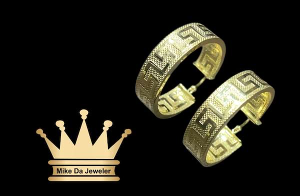 18K 3D Versace Design Hoop Earrings