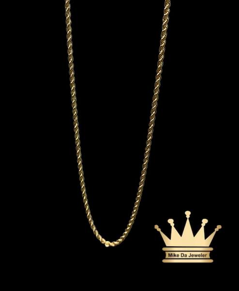 18k light weight rope chain  weight 1.46 gram 18 inches 1.5 mm