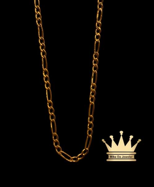 18k light weight thinner figaro chain  weight 1.47 gram length 20 inches 1.5mm available stock any thickness any length 18k 22k