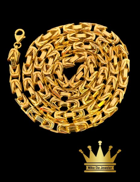 18 k Yellow Gold Super Byzantine Link Fashion Chain Necklace 24inch 5mm 53.770 grams
