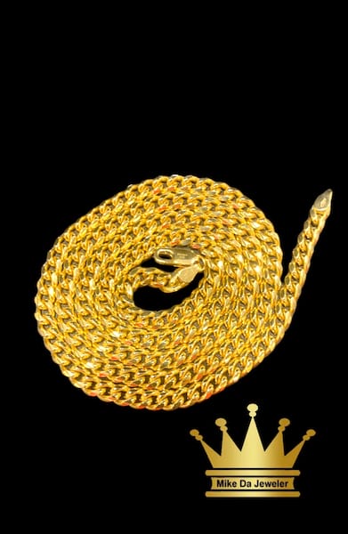 18k Yellow Gold Solid Men's Cuban Link Chain 25 inch 4mm 61.360grams