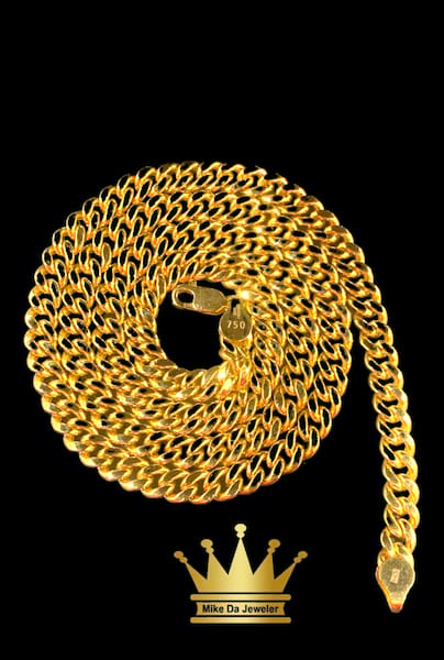 18 k Yellow Gold Cuban Link Fashion Chain Necklace 24 inch 6mm 28.400grams