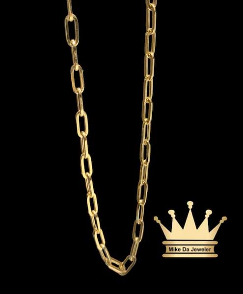 18k light weight paper clip necklace  weight 4.78 gram 3mm 20 inches